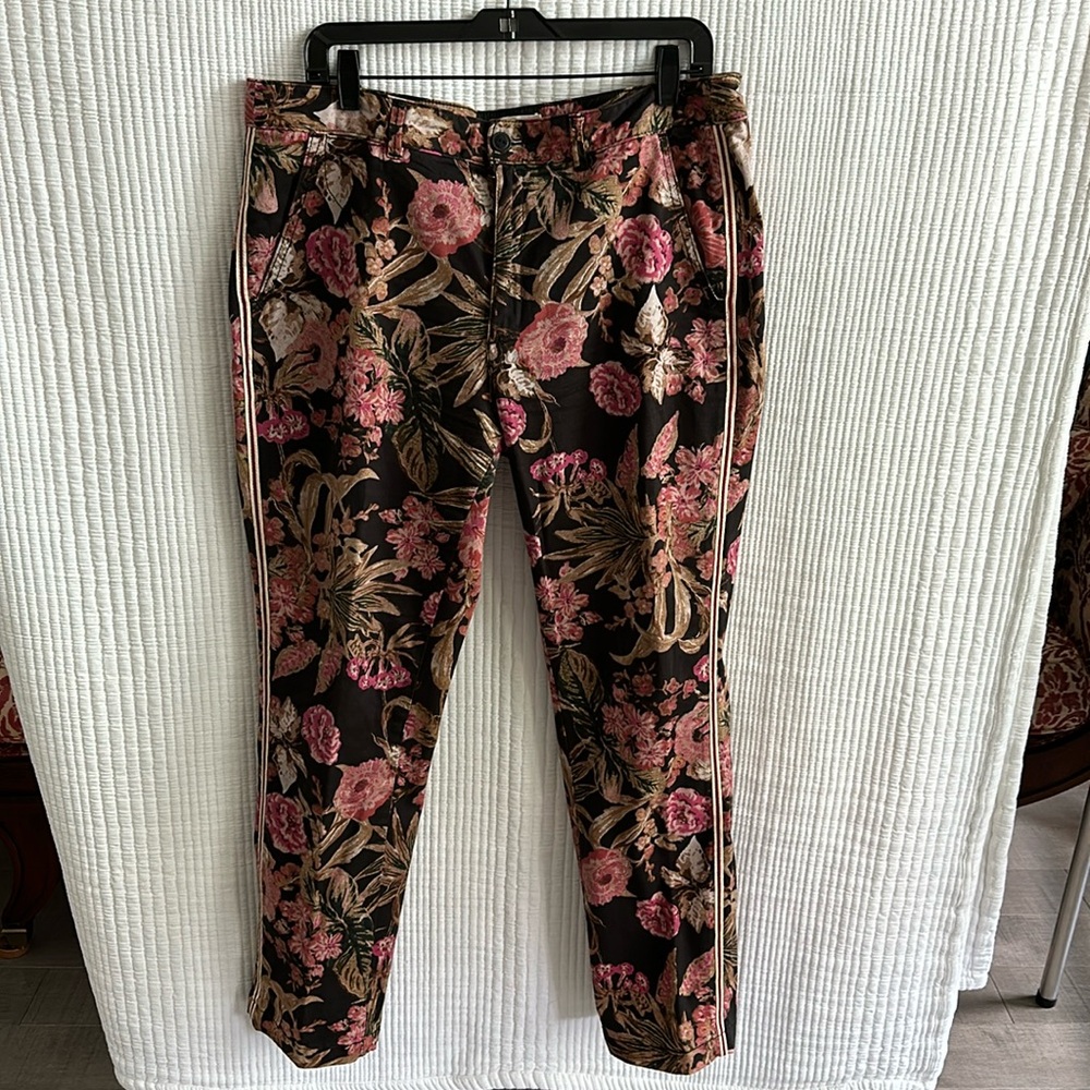 Anthropologie Floral Chinos